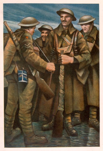 A Group of Soldiers, from British Artists at the Front, Continuation of The Western Front, 1918 by Christopher Richard Wynne Nevinson